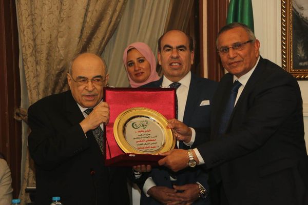مصطفى الفقي خلال تكريمه بحزب الوفد