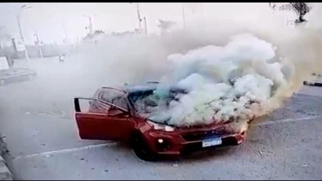 سيارة بني سويف المحترقة