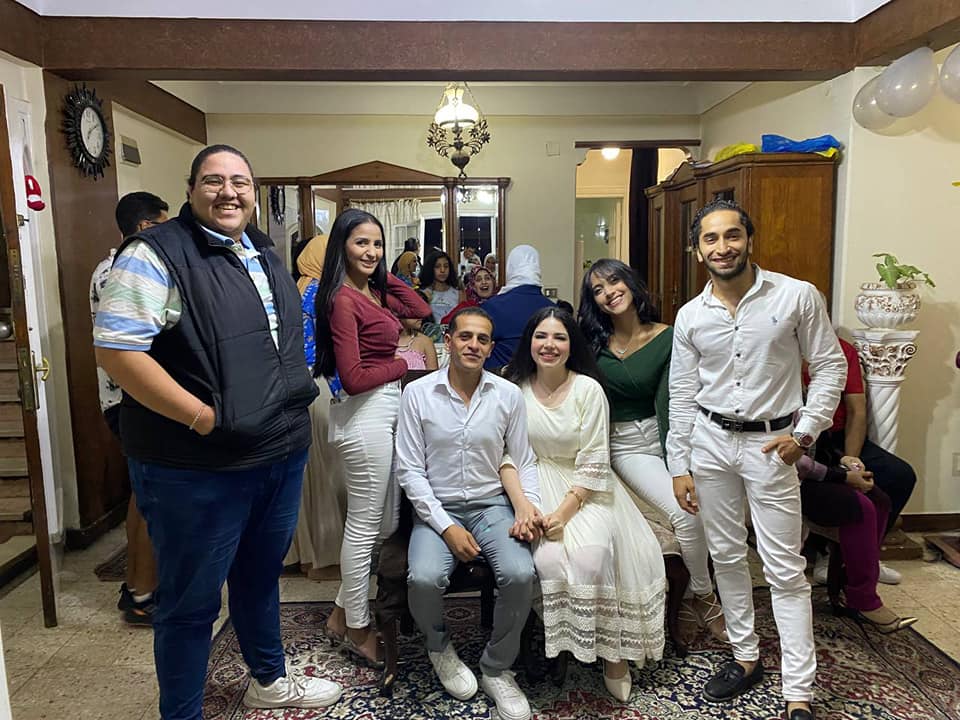 مريم جودة وزوجها فى عقد القران