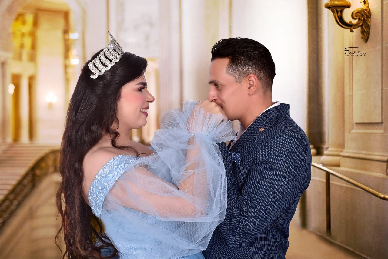 مريم جودة وزوجها فى الخطوبة