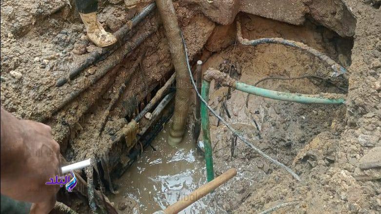 كسر بخط المياه 