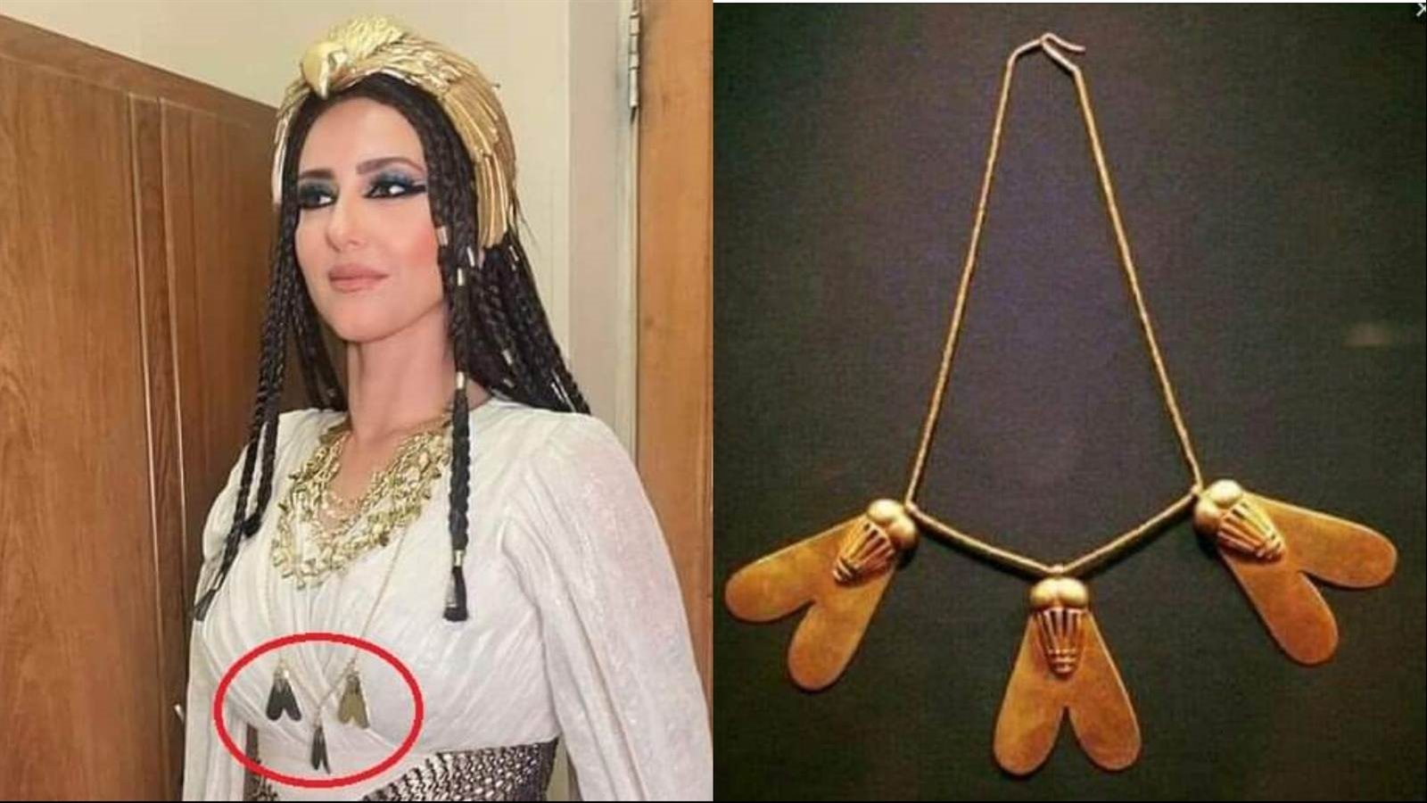 حنان مطاوع ترتدي قلادة الثلاث ذبابات أو الذبابة الذهبية