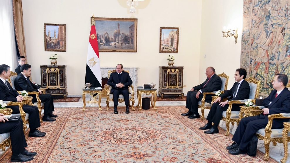 الرئيس السيسي خلال استقباله وزير خارجية الصين
