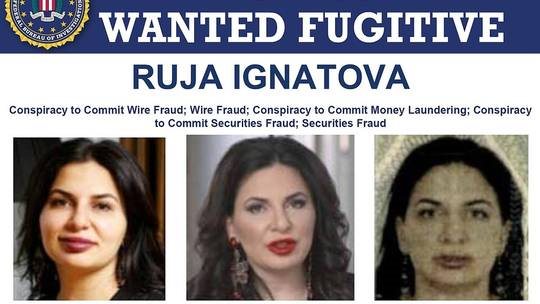 An FBI notice calling for the arrest of Ruja Ignatova