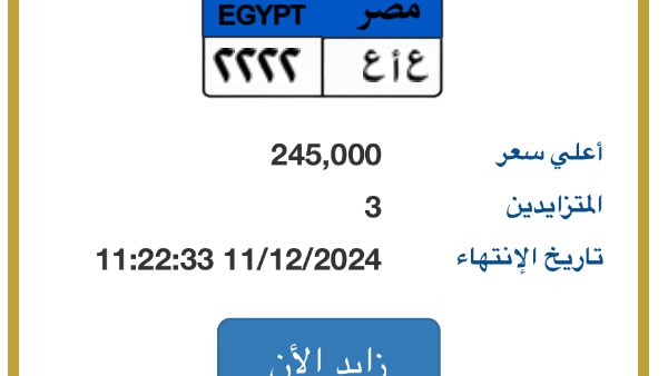 طرح لوحة جديدة في مزايدة مرور مصر