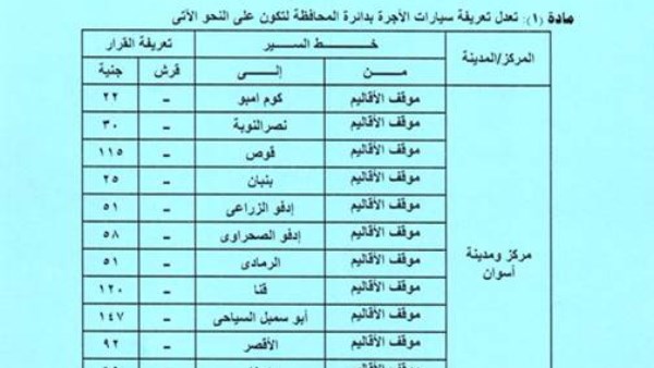 التعريفة الجديدة