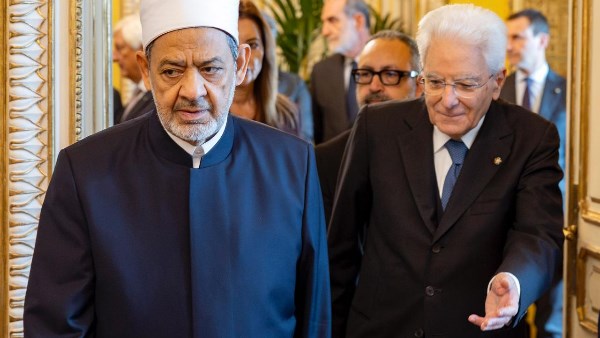 شيخ الأزهر والرئيس الإيطالي شيخ الأزهر والرئيس الإيطالي