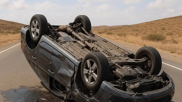 السيارة التي كانت تقل القطريين 