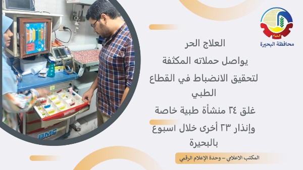 غلق 24 منشأة طبية خاصة وإنذار 23 أخرى خلال أسبوع بالبحيرة