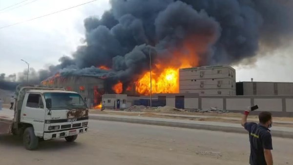 حريق مصنع في المنوفية 