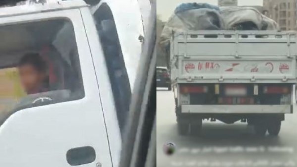 سيارة نقل قادها طفل بالمعادى