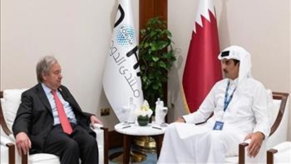 أمير قطر والأمين العام للأمم المتحدة يبحثان القضايا الإقليمية والدولية ذات الاهتمام المشترك