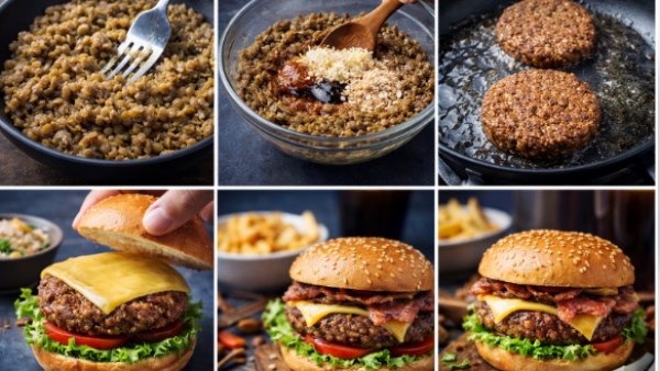 طريقة عمل برجر نباتي من العدس بطعم اللحمة 