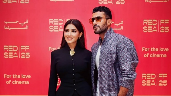مى عمر  رفقة محمد سامى ندوتها في مهرجان البحر الأحمر السينمائي
