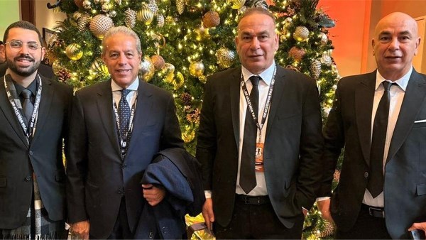 حسام حسن وإبراهيم في حفل قرعة كأس العالم 