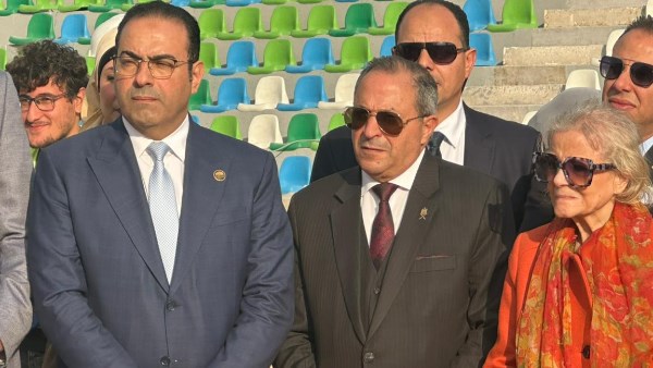 محافظ بورسعيد والسفيرة فايزة أبو النجا يتفقدان معدلات التنفيذ بمشروع إنشاء استاد النادي المصري