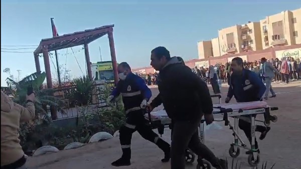 تجربة إخلاء فى مدرسة النصر للتعليم الأساسي 