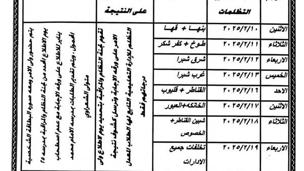 ننشر مواعيد تظلمات الشهادة الإعدادية 2025 بالقليوبية