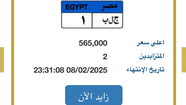 وصلت لـ 565 ألف جنيه.. شخصان يتزايدان على لوحة سيارة مميزة