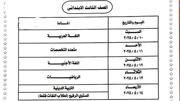جداول امتحانات أبناؤنا في الخارج 2025