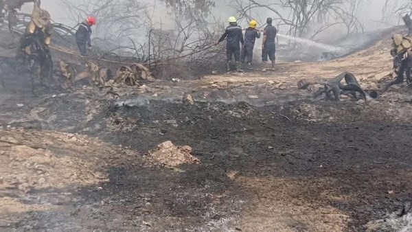 السيطرة على حريق محدود في محيط مستعمرة الجذام بالقليوبية .. صور