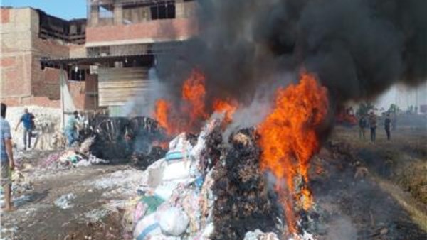 حريق مصنع القطن بالمحلة 