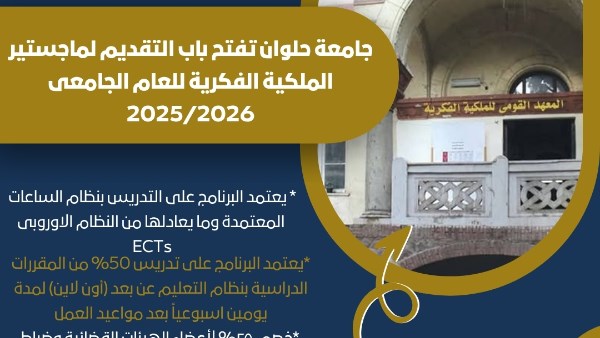 جامعة حلوان تفتح باب التقديم لماجستير الملكية الفكرية 2025-2026