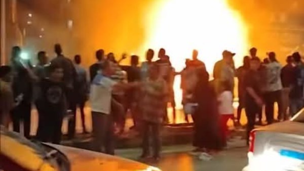 حريق مطعم شاورما بترسا 