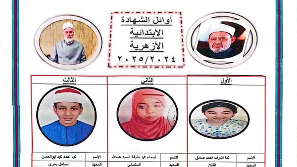 إعلان أوائل الشهادة الابتدائية الأزهرية بسوهاج للعام الدراسي 2024/2025
