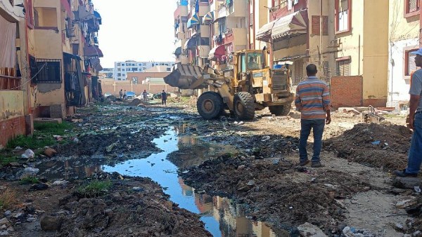 استمرار أعمال تطوير ورفع كفاءة منطقة صفوة زهور بورسعيد 