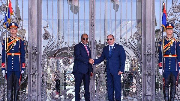 الرئيس السيسي: أكدنا التزامنا بمواصلة التنسيق في إطار بروتوكول التعاون العسكري الموقع بين مصر والصومال