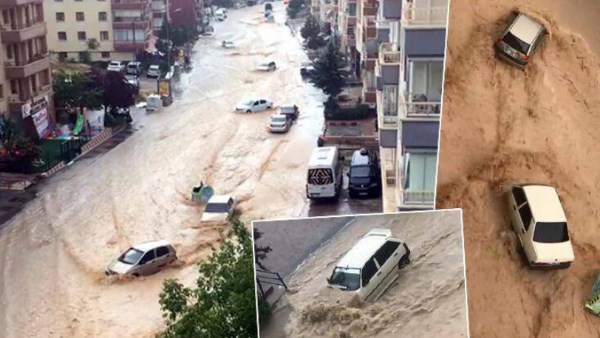 فيضانات أنقرة تحول الشوارع إلى بحيرات وتهدم جدران المنازل | شاهد