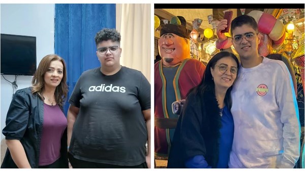 الفنانة مونيا مع نجلها 