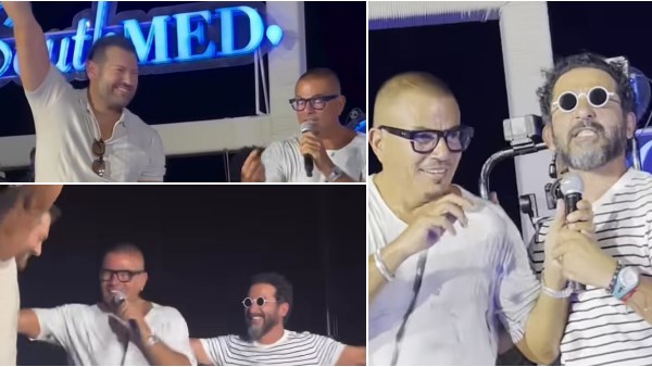 أحمد حلمي وعمرو يوسف مع عمرو دياب 
