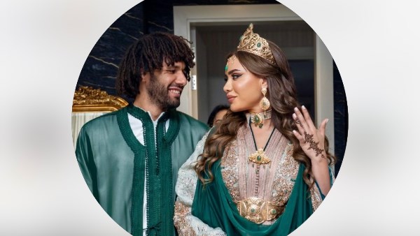 بالقفطان المغربي .. صور جديدة من حفل زفاف محمد النني