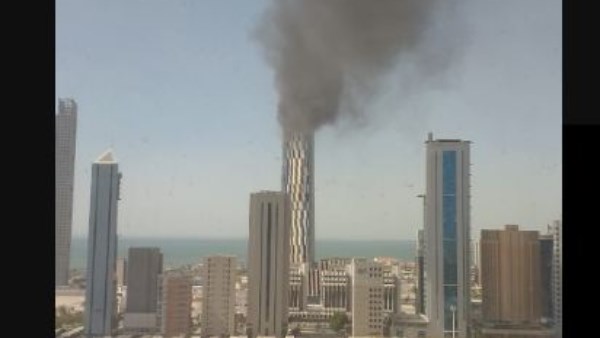  حريق لبنك بوبيان في الكويت