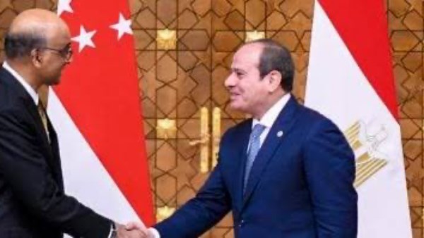 الرئيس عبدالفتاح السيسي والرئيس ثارمان شانموجاراتنام رئيس جمهورية سنغافورة