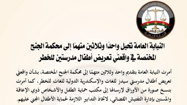 النيابة تكشف الاتهامات في واقعتي مدرستي سيدز والإسكندرية الدولية للغات