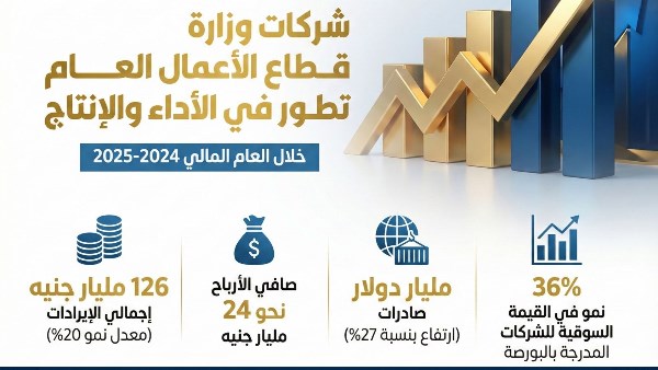 إنفوجراف يوضح مؤشرات مالية لشركات وزارة قطاع الأعمال العام 
