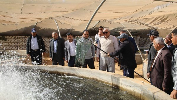 محافظ الوادي الجديد يتفقد مشروع الاستزراع السمكي بقرية الموشية