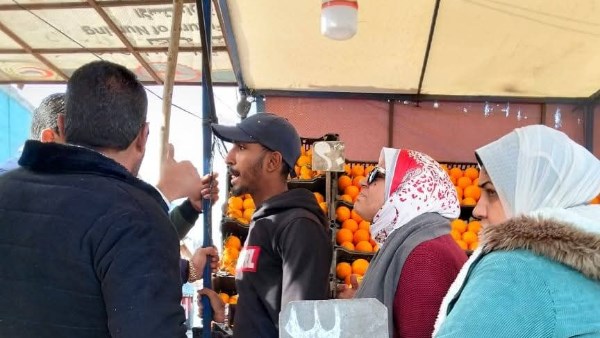 إزالة فرش فاكهة على سور حديقة في بورسعيد | صور