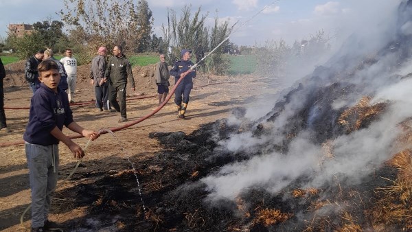 حريق هائل بالسنطة