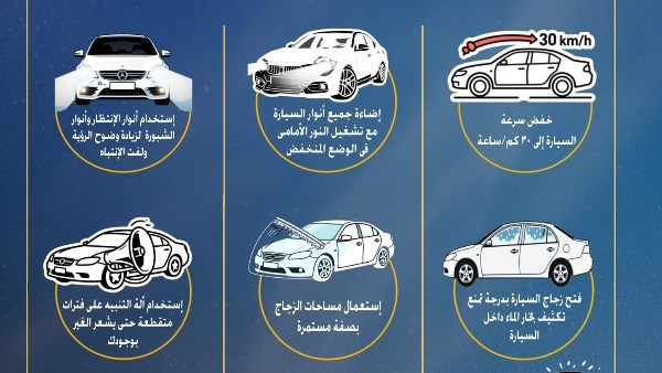 نصائح القيادة فى الطقس السئ