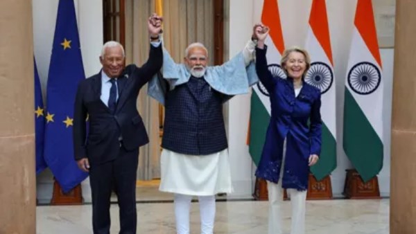 رئيس وزراء الهند ورئيسة المفوضية الأوروبية و رئيس المجلس الأوروبي