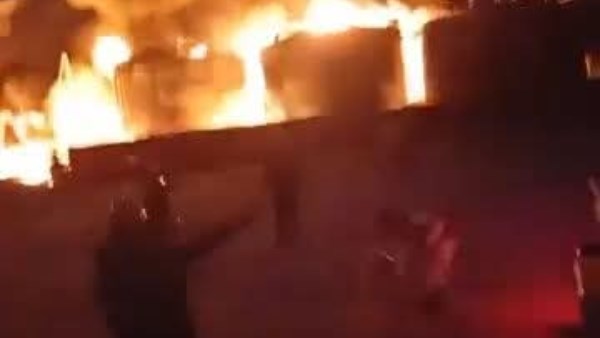 حريق مصنع الجبس في ابو زنيمة 