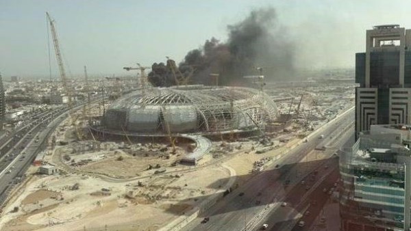  حريق في ملعب أرامكو بالسعودية