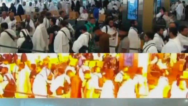 مشاهد مؤلمة.. العربية تبث لقطات للحظة استهداف مطار الرياض قبل صعود معتمرين للطائرة  