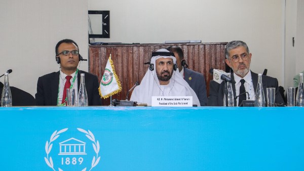 محمد بن أحمد اليماحي رئيس البرلمان العربي يلقي كلمته