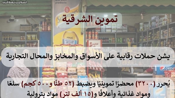 تموين الشرقية يضبط 52 طن مواد غذائية وأعلاف و15 ألف لتر مواد بترولية تموين الشرقية يضبط 52 طن مواد غذائية وأعلاف و15 ألف لتر مواد بترولية
