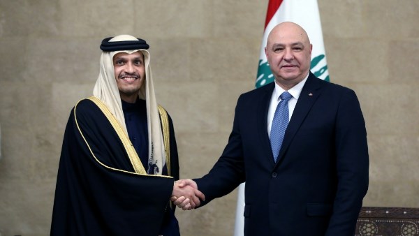 رئيس لبنان ورئيس وزراء قطر  